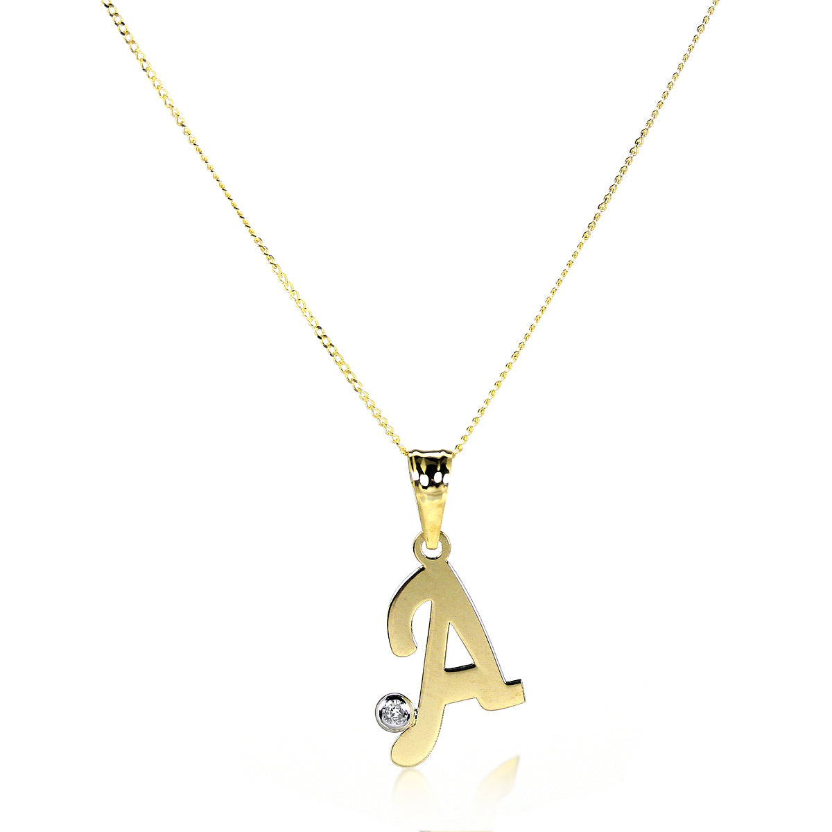 Pendentif lettre en or 9 carats avec cristal CZ