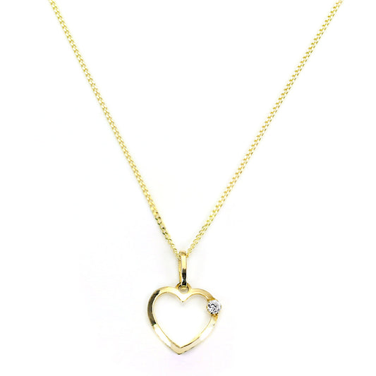Pendentif en forme de cœur ouvert en or 9 carats avec cristal CZ