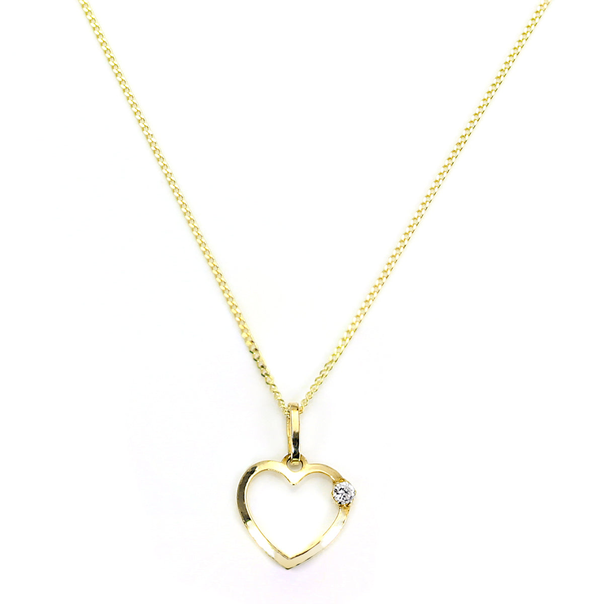 Pendentif en forme de cœur ouvert en or 9 carats avec cristal CZ