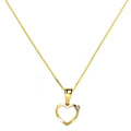 Pendentif en or 9 carats avec cœur ouvert et diamants