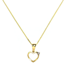Pendentif en or 9 carats avec cœur ouvert et diamants