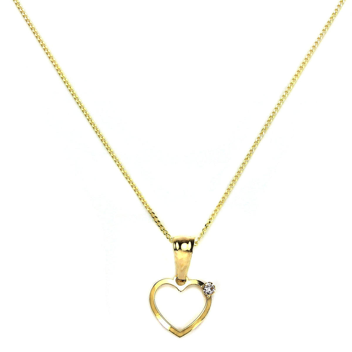 Pendentif en or 9 carats avec cœur ouvert et diamants