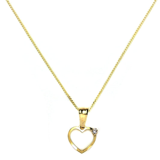 Pendentif en or 9 carats avec cœur ouvert et diamants