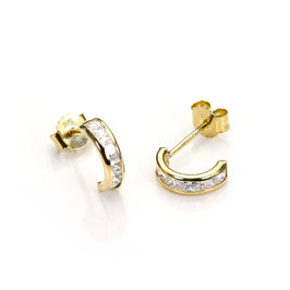 Boucles d'oreilles à tige en or 9 carats et cristaux CZ