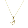 Pendentif double cœur ouvert en or jaune et blanc 9 carats