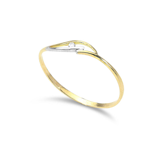 Bague empilable en or jaune et blanc 9 carats avec cristal CZ (1 mm)