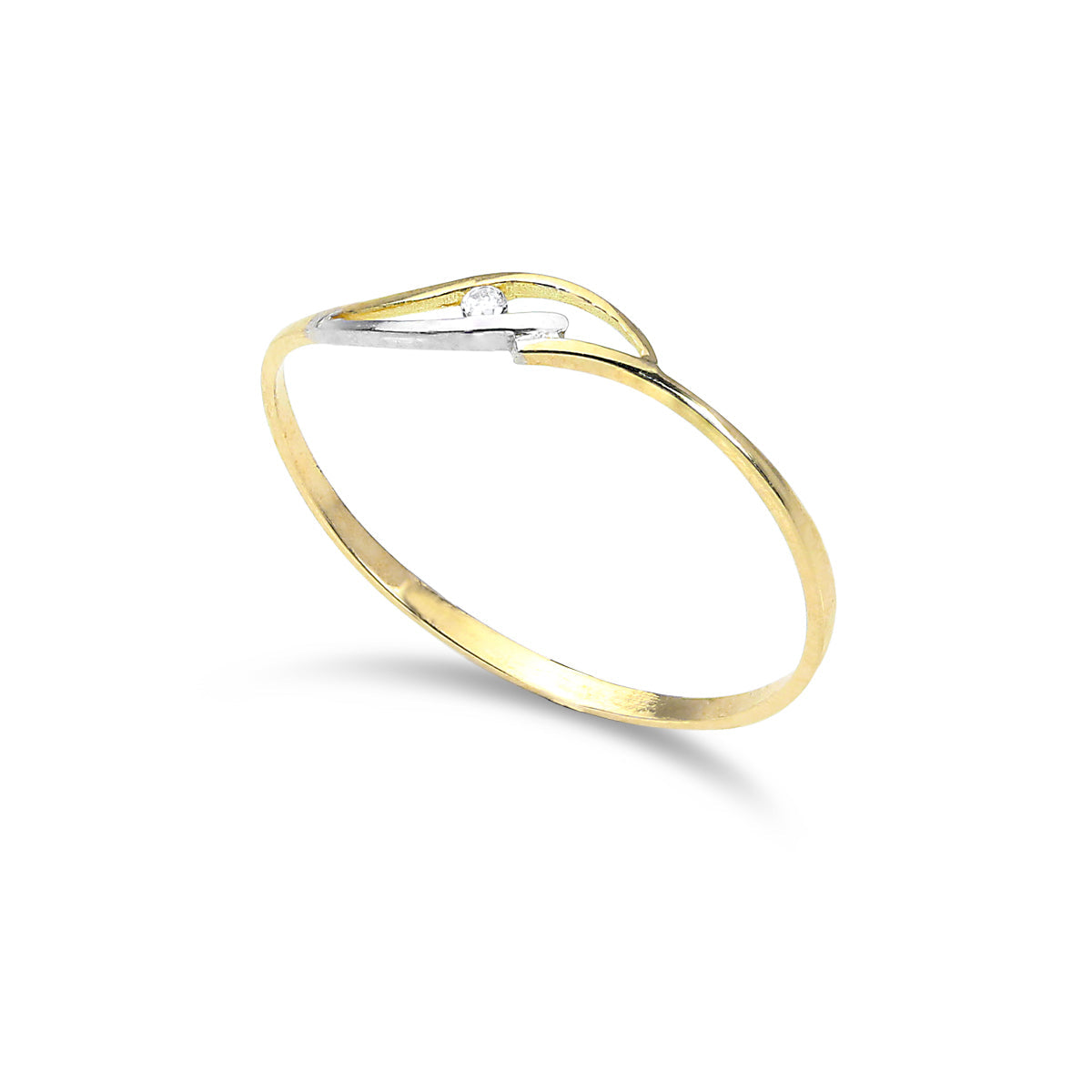 Bague empilable en or jaune et blanc 9 carats avec cristal CZ (1 mm)