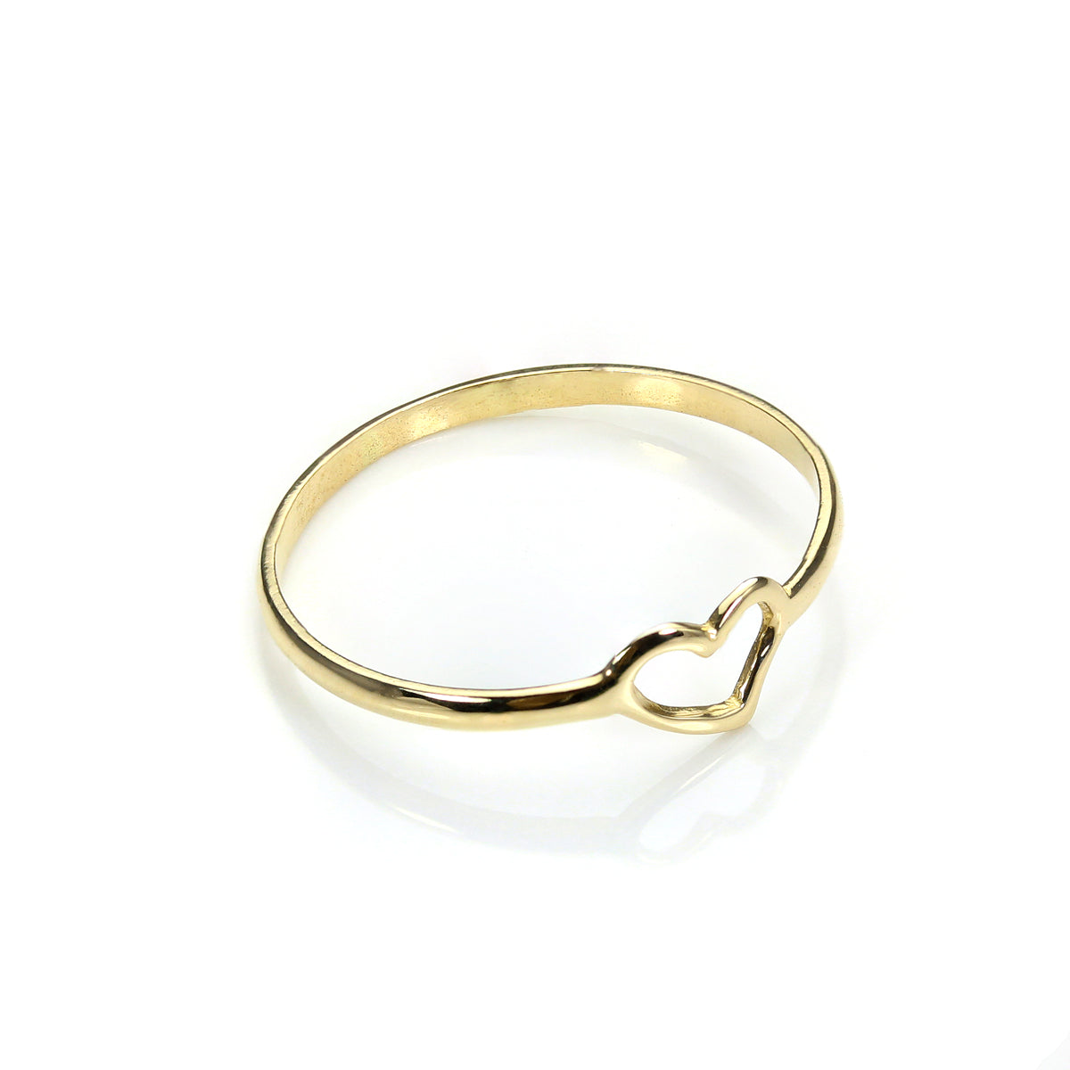 Bague empilable en or 9 carats avec cœur ouvert - Tailles I à Q