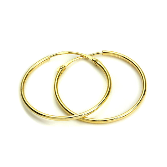 Boucles d'oreilles créoles dormeuses en or 9 carats clair de 18 mm de diamètre