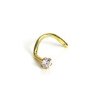 Vis de nez en or 9 carats avec cristal CZ rond transparent de 1,6 mm