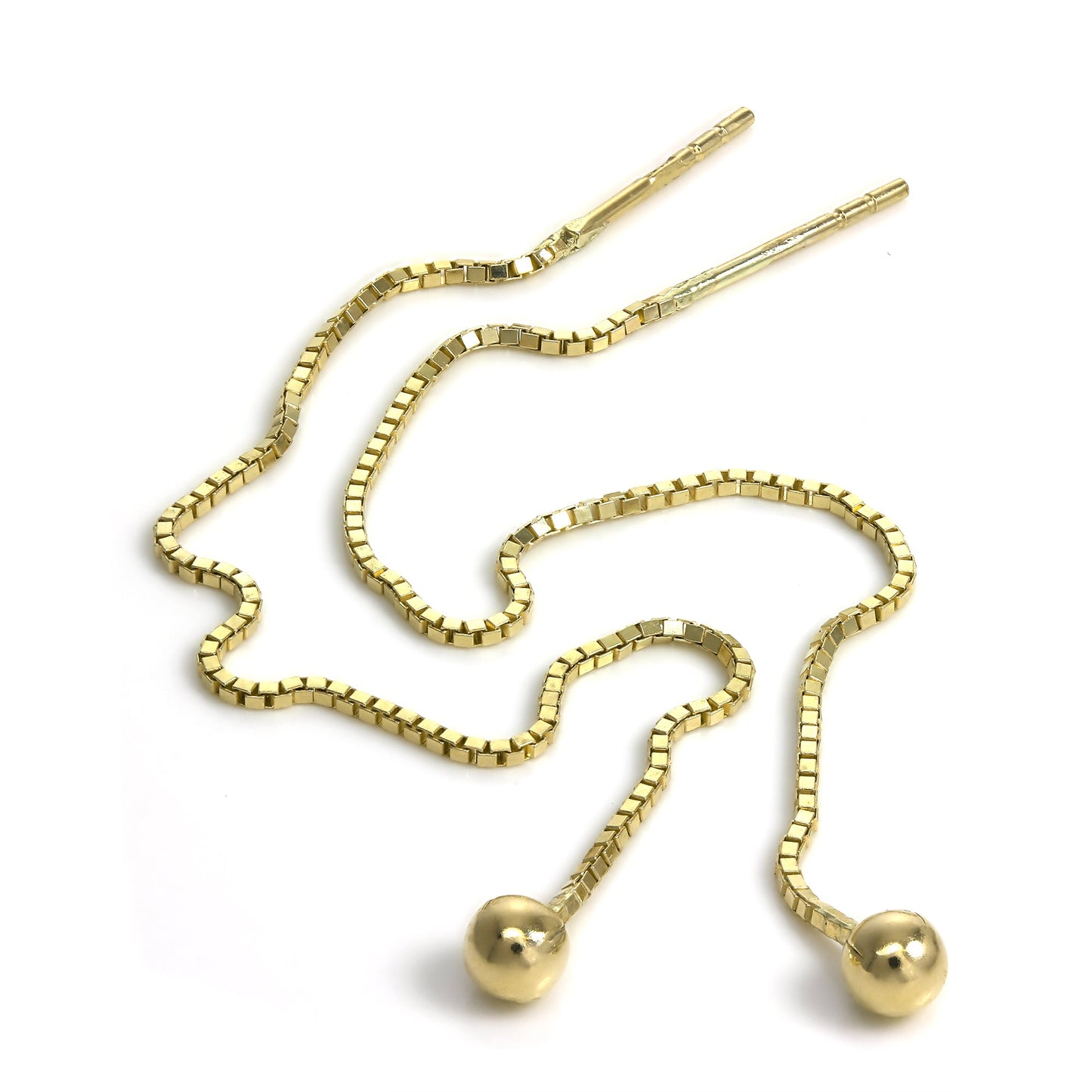 Boucles d'oreilles à chaîne en or 9 carats de 3 mm avec boules