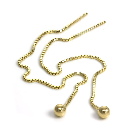 Boucles d'oreilles à chaîne en or 9 carats de 3 mm avec boules