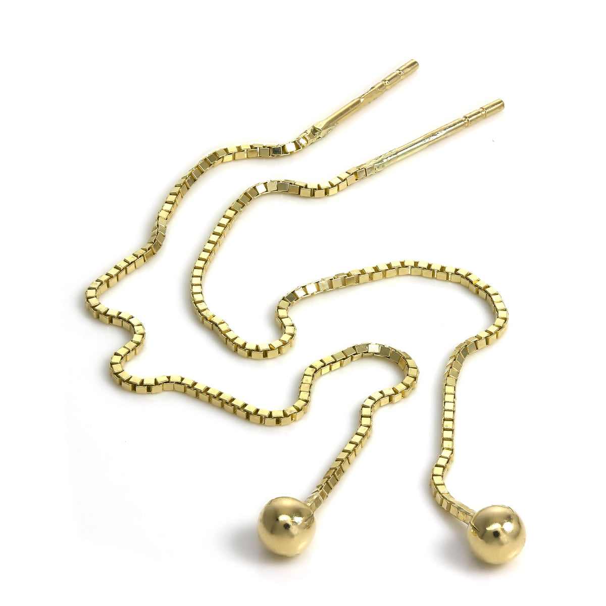 Boucles d'oreilles à chaîne en or 9 carats de 3 mm avec boules