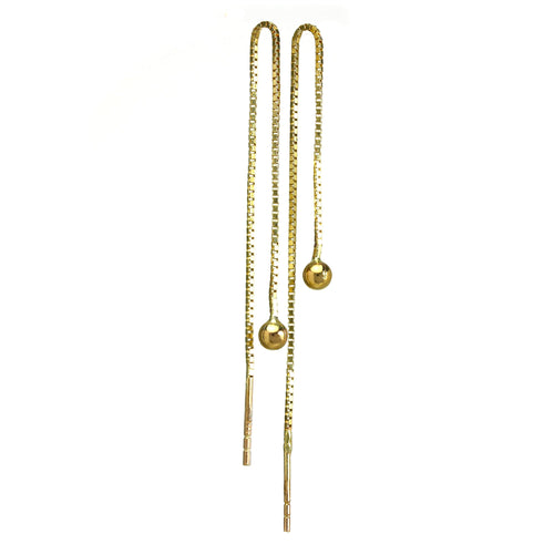 Boucles d'oreilles à chaîne en or 9 carats de 3 mm avec boules