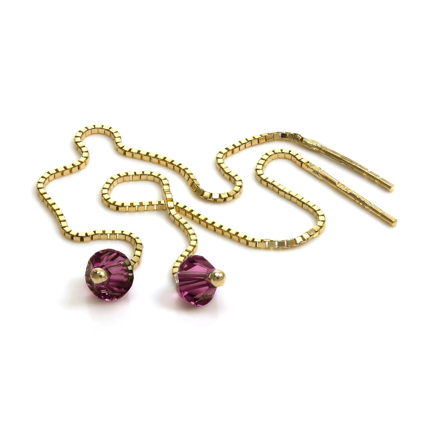 Boucles d'oreilles à chaîne en or 9 carats avec cristal CZ