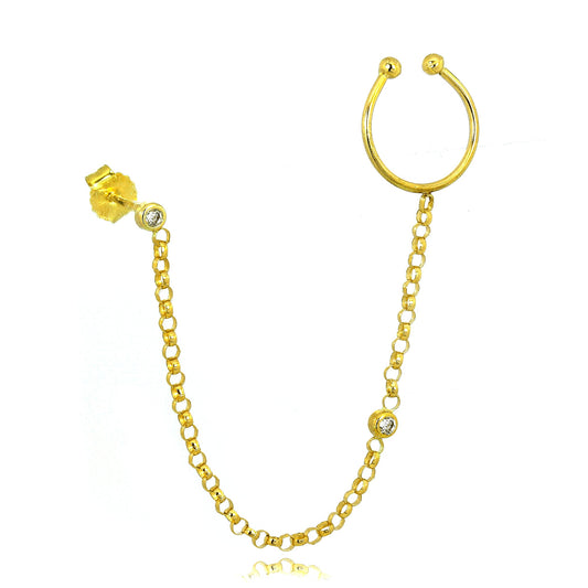 Boucle d'oreille simple en or 9 carats avec chaîne Belcher