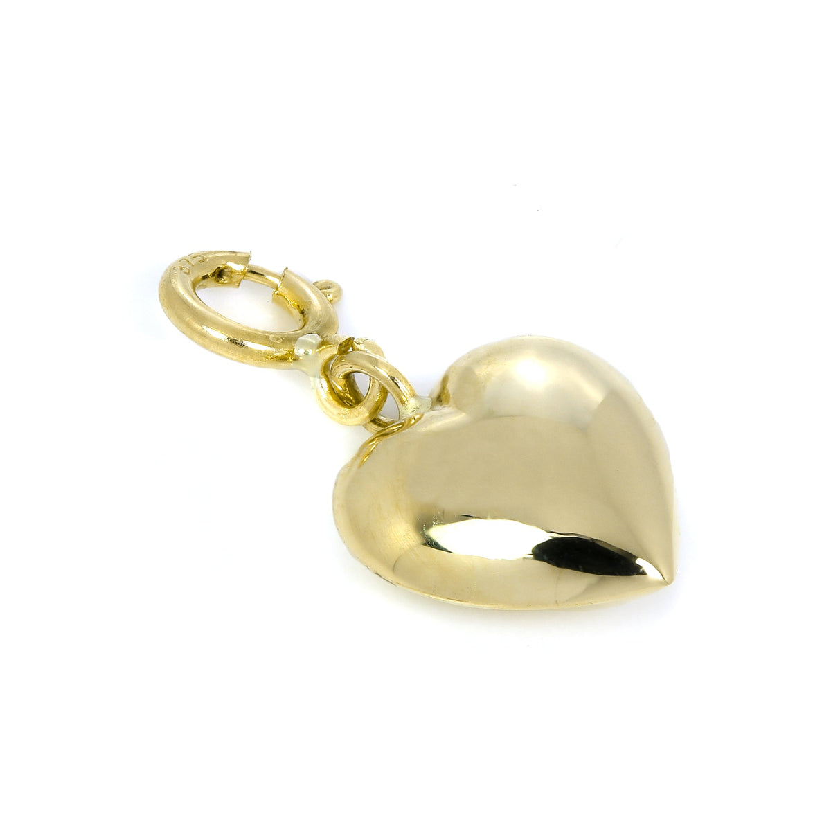 Breloque à clip en forme de cœur gonflé en or 9 carats