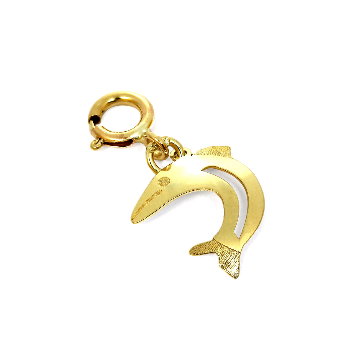 Breloque à clip en or 9 carats en forme de dauphin