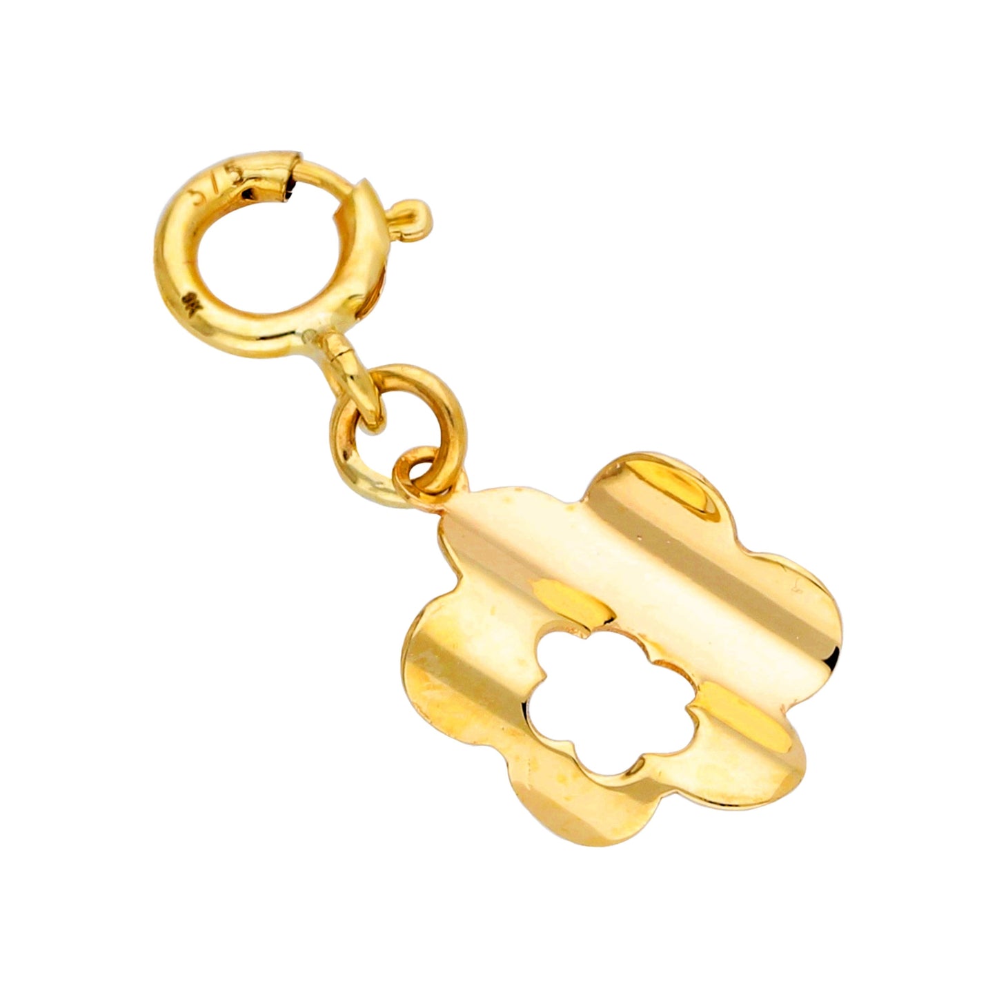 Breloque à clip en or 9 carats avec fleur découpée