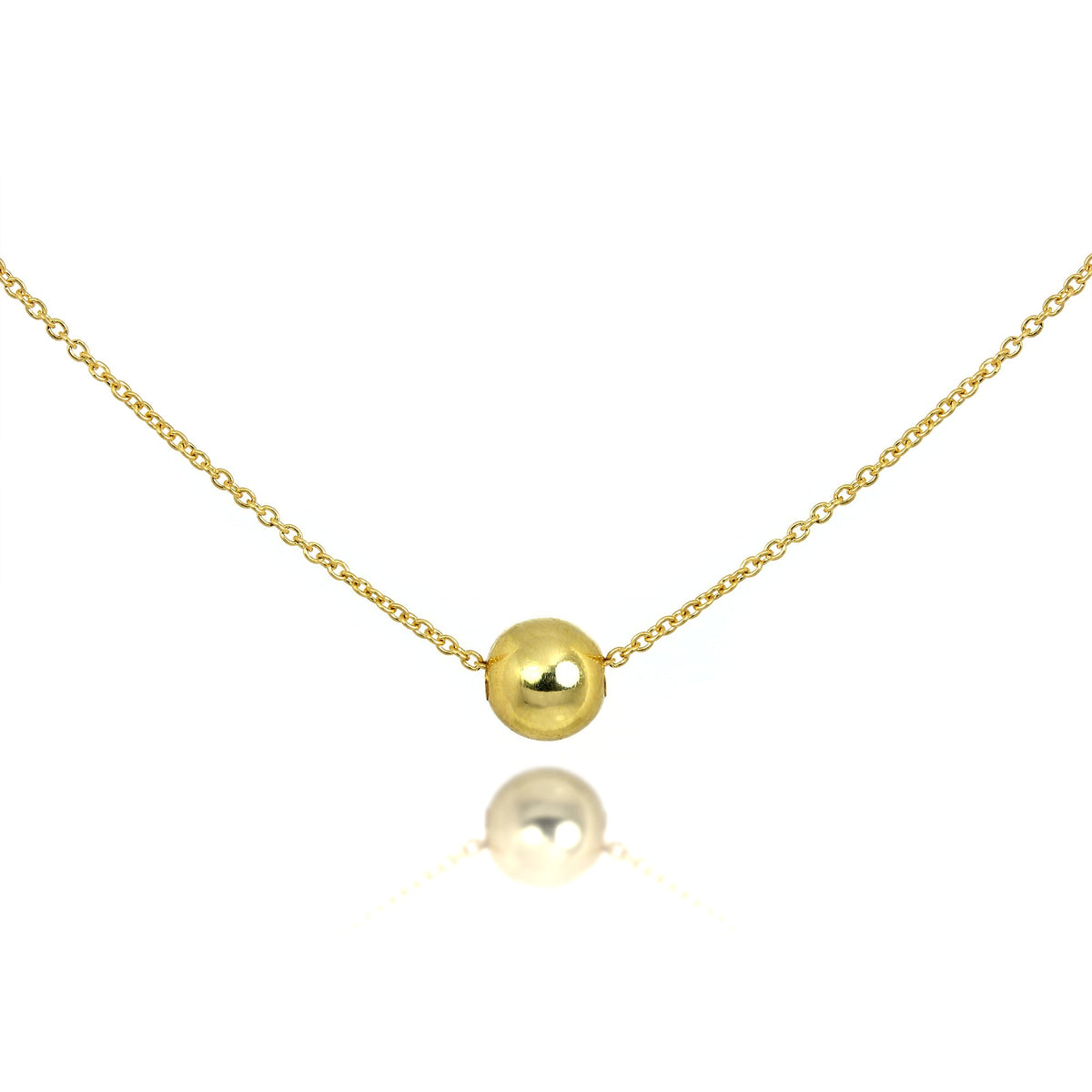 Collier en or 9 carats avec chaîne Belcher fine de 45,7 cm et boule de 5 mm