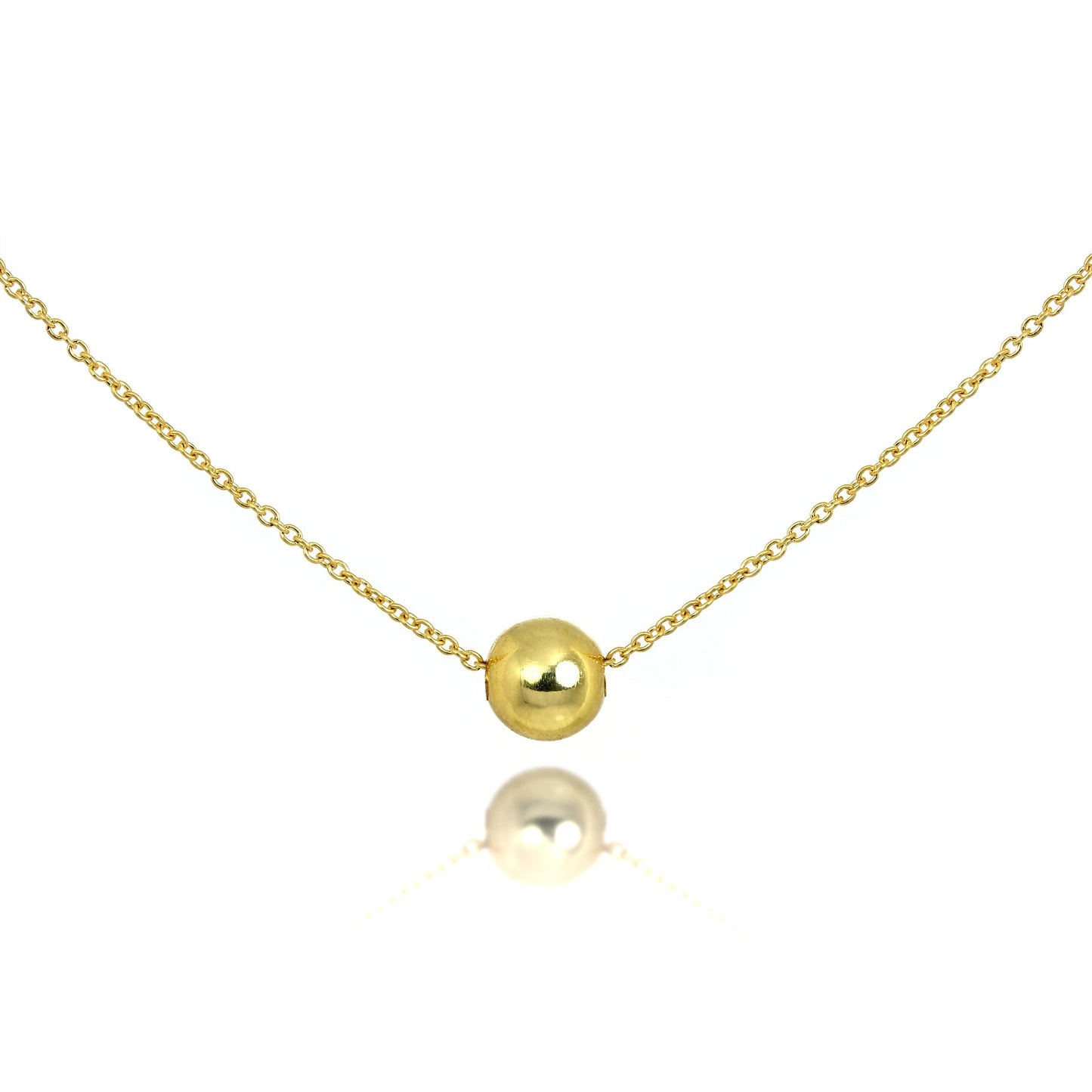 Collier en or 9 carats avec chaîne Belcher fine de 45,7 cm et boule de 5 mm