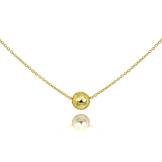 Collier en or 9 carats avec chaîne Belcher fine de 45,7 cm et boule de 5 mm