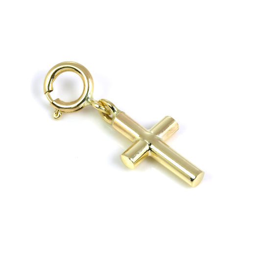 Breloque à clip en or 9 carats avec petite croix