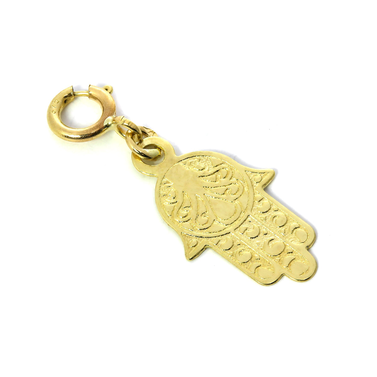 Breloque à clip en or 9 carats en forme de main de Fatima