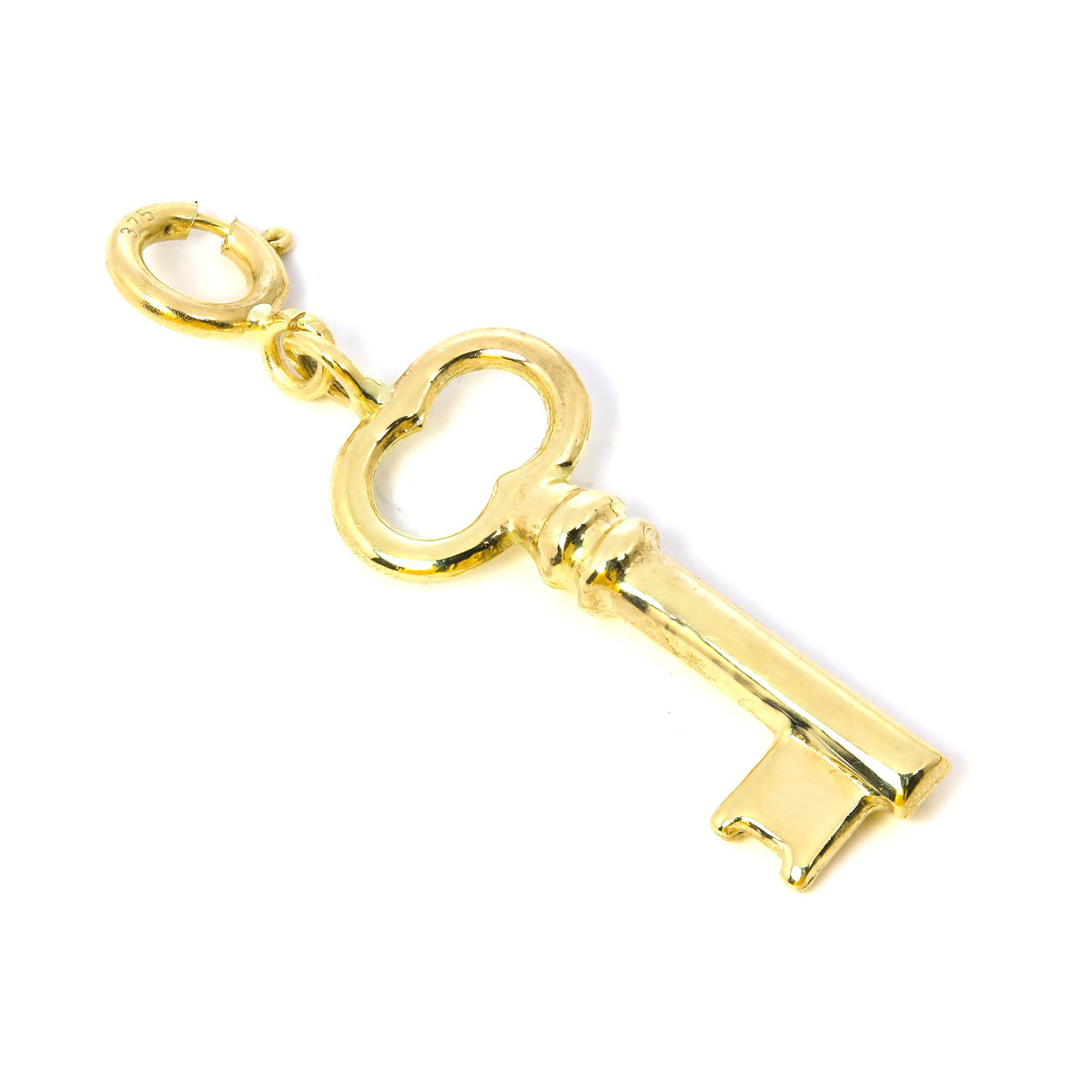 Breloque à clip en or 9 carats style clé à l'ancienne