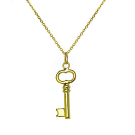 Pendentif clé à l'ancienne en or 9 carats sur chaîne de 40 à 50 cm