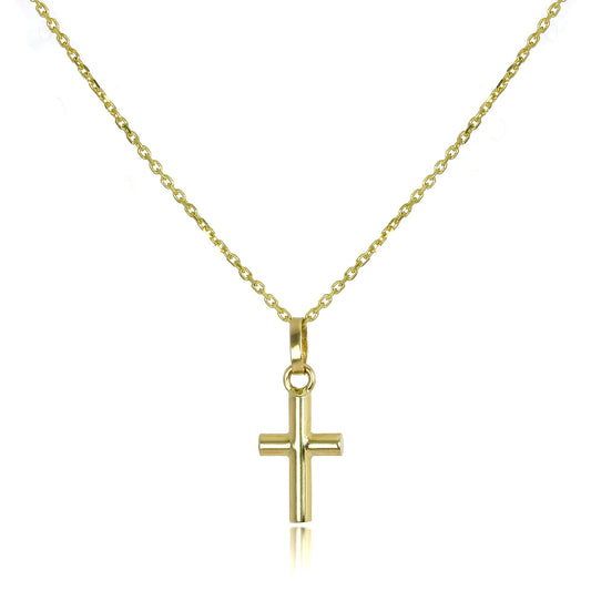 Pendentif petite croix en or 9 carats sur chaîne de 40 à 50 cm