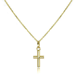 Pendentif petite croix en or 9 carats sur chaîne de 40 à 50 cm