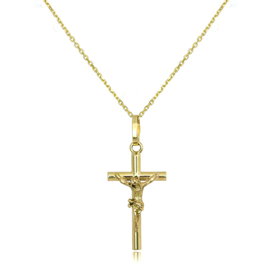 Pendentif crucifix en or 9 carats sur chaîne de 40 à 50 cm