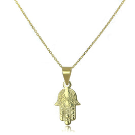 Pendentif main de Fatima en or 9 carats sur chaîne de 40 à 50 cm