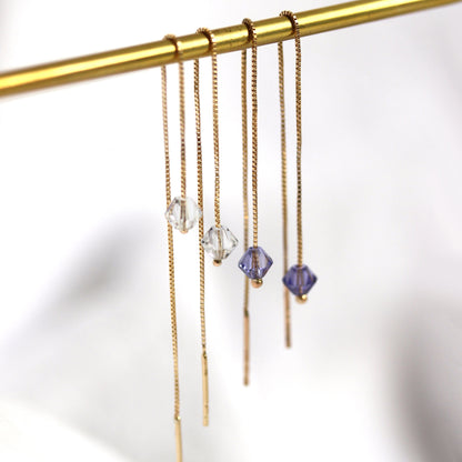 Boucles d'oreilles à chaîne en or 9 carats avec cristal CZ