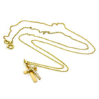 Collier pendentif double croix en or 9 carats et cristaux CZ incrustés, 40 à 50 cm