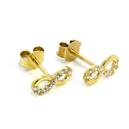Boucles d'oreilles à tige en or 9 carats et cristal CZ Infinity Loop