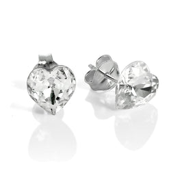 Boucles d'oreilles à tige en argent sterling et cristal CZ transparent en forme de cœur