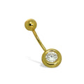 Piercing nombril en or 9 carats et cristal CZ transparent de 5 mm