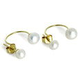 Boucles d'oreilles créoles en or 9 carats avec double perle d'eau douce