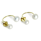 Boucles d'oreilles créoles en or 9 carats avec double perle d'eau douce