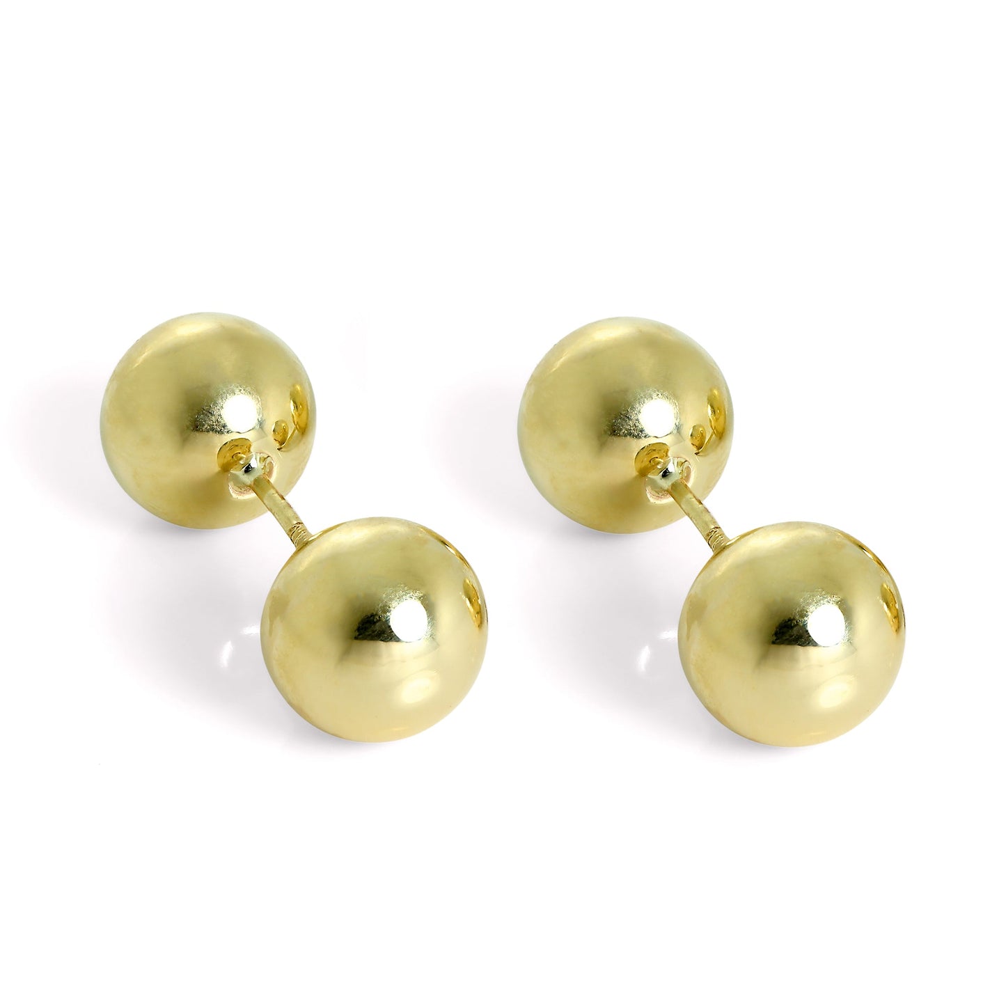 Boucles d'oreilles à tige double face en or 9 carats avec boule de 8 mm