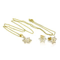 Ensemble pendentif et boucles d'oreilles à tige en or 9 carats et cristal CZ en forme de flocon de neige