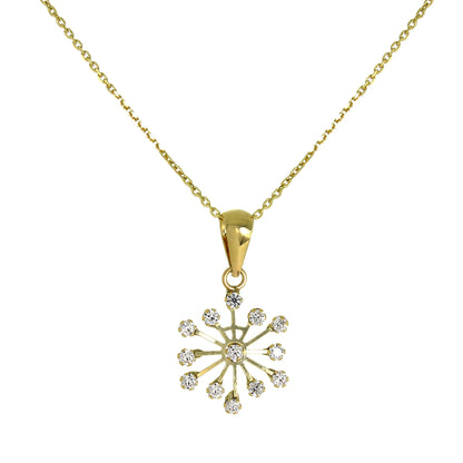 Ensemble pendentif et boucles d'oreilles à tige en or 9 carats et cristal CZ en forme de flocon de neige
