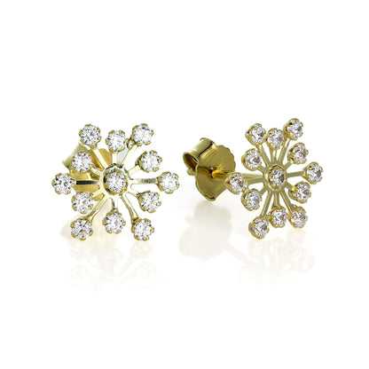 Ensemble pendentif et boucles d'oreilles à tige en or 9 carats et cristal CZ en forme de flocon de neige