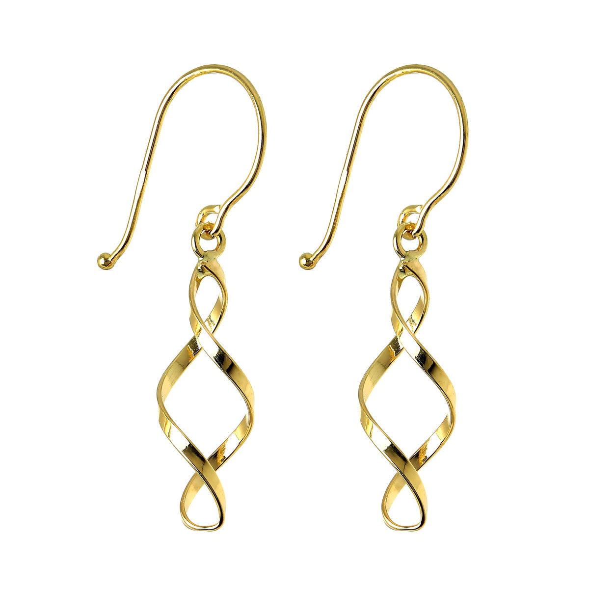 Boucles d'oreilles pendantes à double torsion en or 9 carats