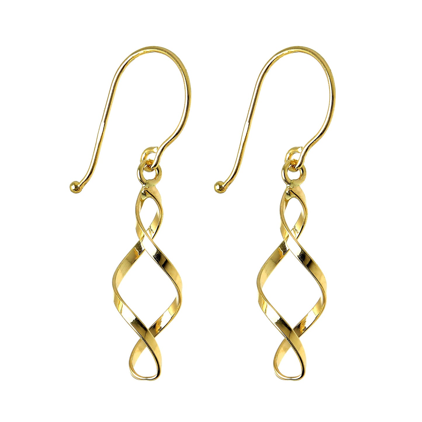 Boucles d'oreilles pendantes à double torsion en or 9 carats
