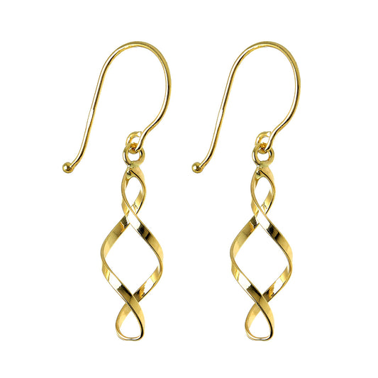 Boucles d'oreilles pendantes à double torsion en or 9 carats