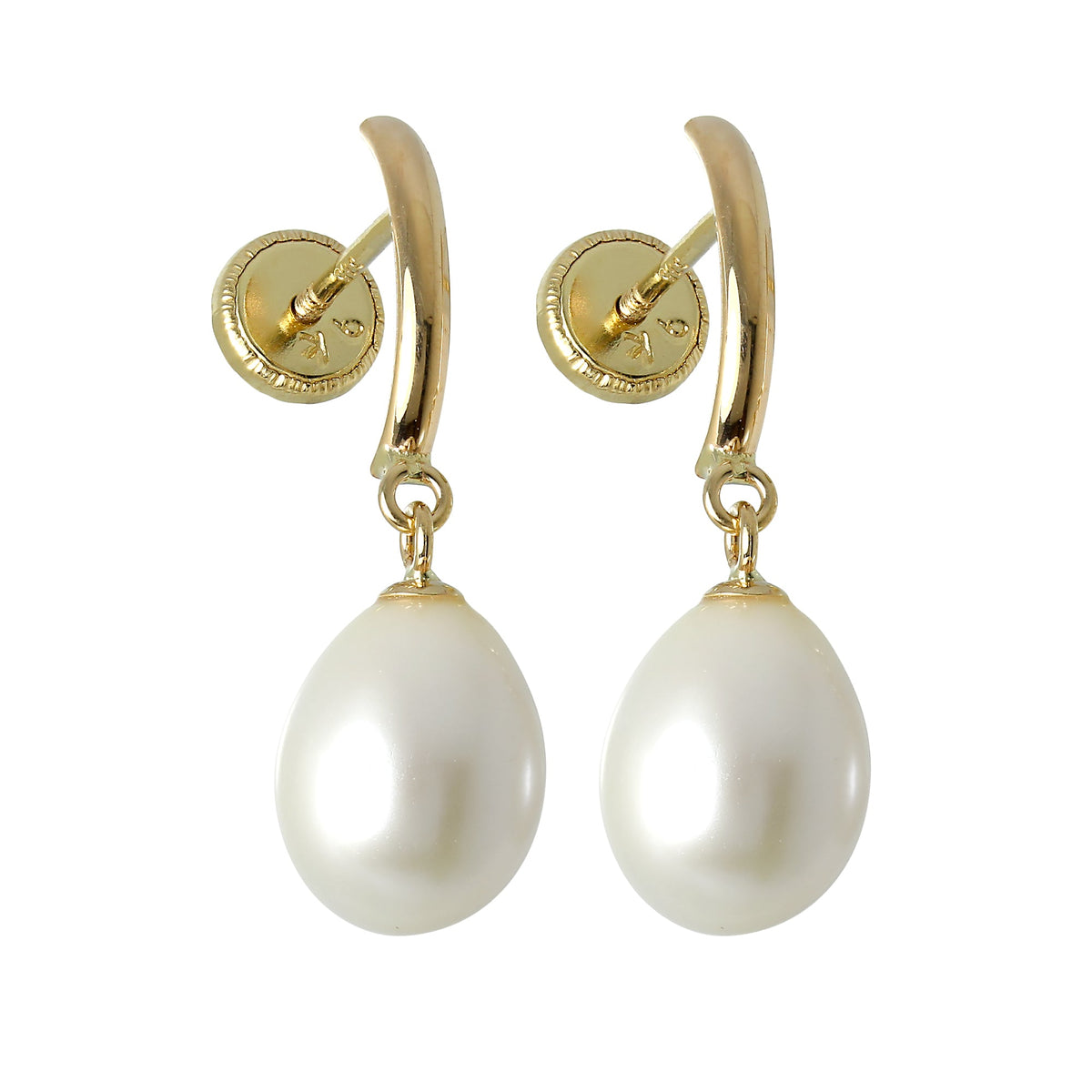 Boucles d'oreilles à vis en or 9 carats et perles d'eau douce