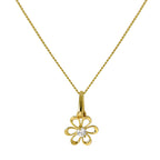 Pendentif fleur découpée en or 9 carats avec cristal CZ sur chaîne